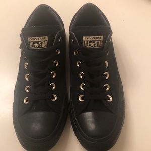 Black and Gold Low Top Converse